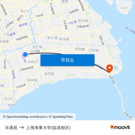 乐康苑 to 上海海事大学(临港校区) map