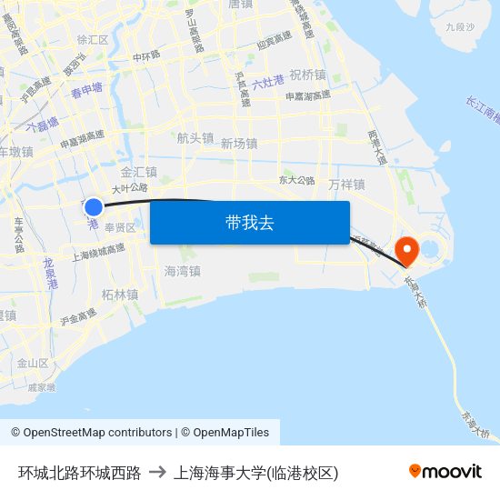 环城北路环城西路 to 上海海事大学(临港校区) map