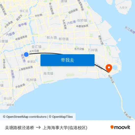 吴塘路横泾港桥 to 上海海事大学(临港校区) map