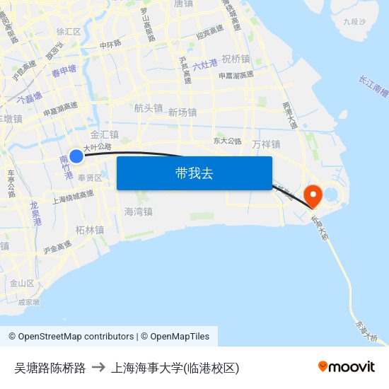 吴塘路陈桥路 to 上海海事大学(临港校区) map
