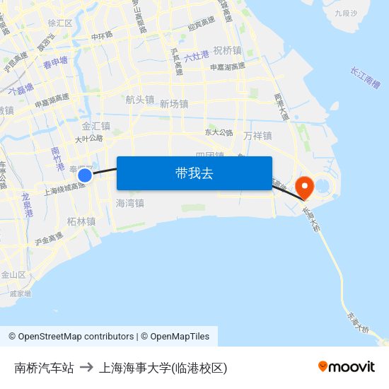 南桥汽车站 to 上海海事大学(临港校区) map