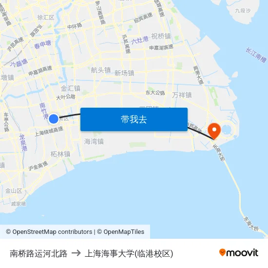 南桥路运河北路 to 上海海事大学(临港校区) map