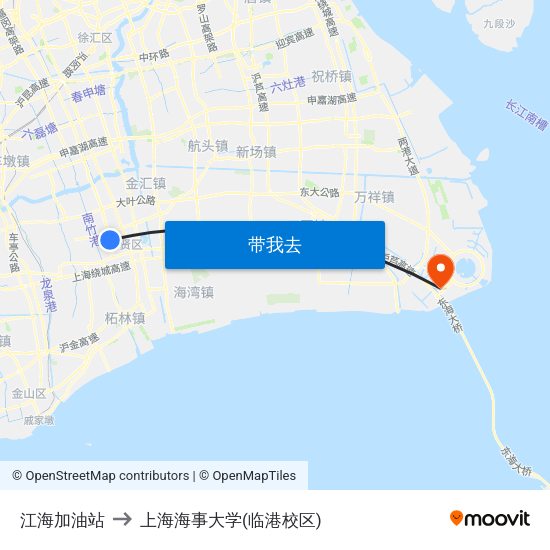 江海加油站 to 上海海事大学(临港校区) map