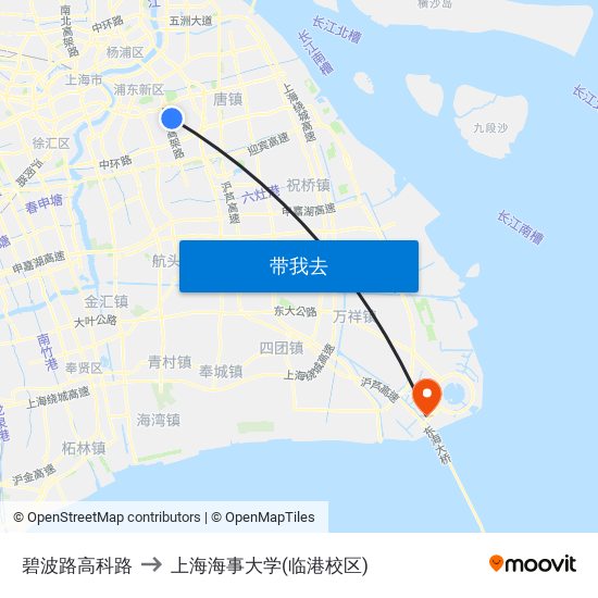 碧波路高科路 to 上海海事大学(临港校区) map