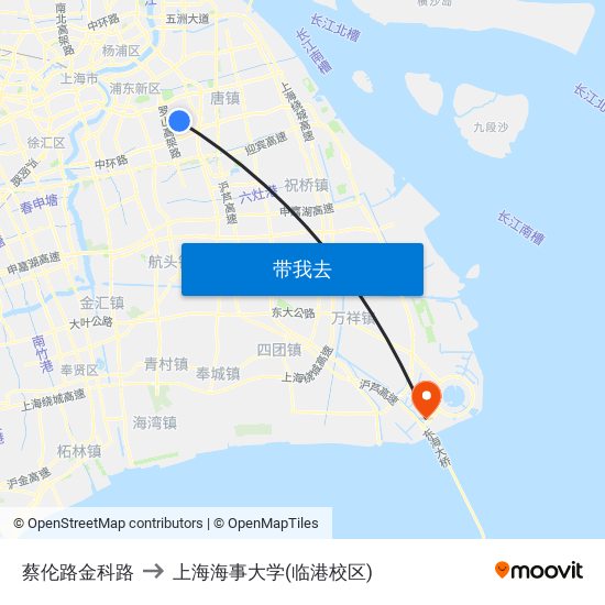 蔡伦路金科路 to 上海海事大学(临港校区) map