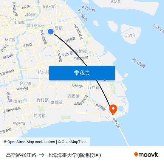 高斯路张江路 to 上海海事大学(临港校区) map