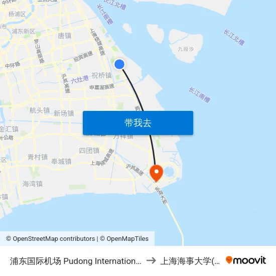 浦东国际机场 Pudong International Airport (Maglev) to 上海海事大学(临港校区) map