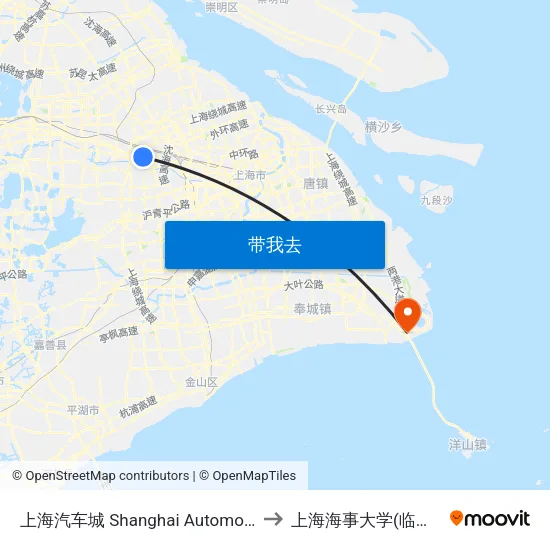 上海汽车城 Shanghai Automobile City to 上海海事大学(临港校区) map