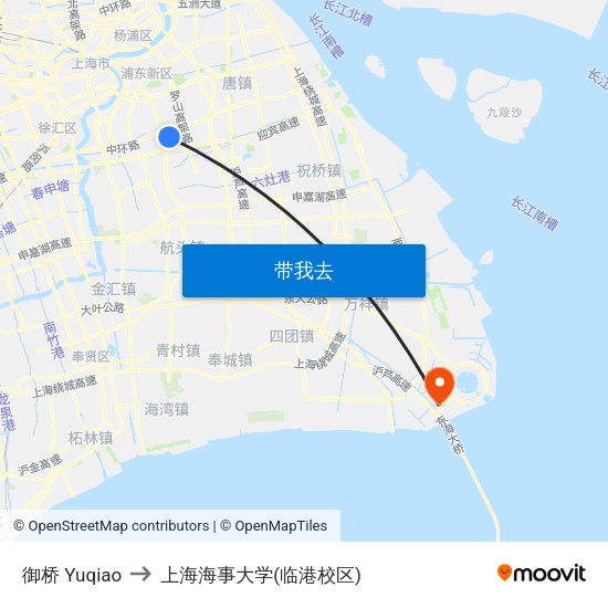 御桥 Yuqiao to 上海海事大学(临港校区) map