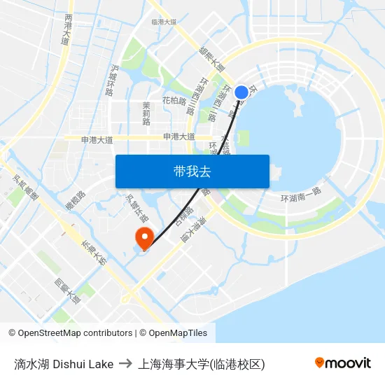 滴水湖 Dishui Lake to 上海海事大学(临港校区) map