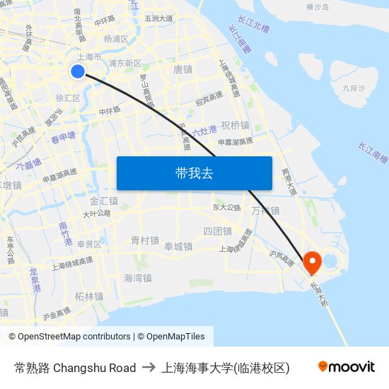常熟路 Changshu Road to 上海海事大学(临港校区) map