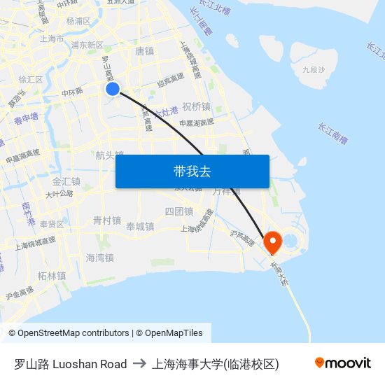 罗山路 Luoshan Road to 上海海事大学(临港校区) map