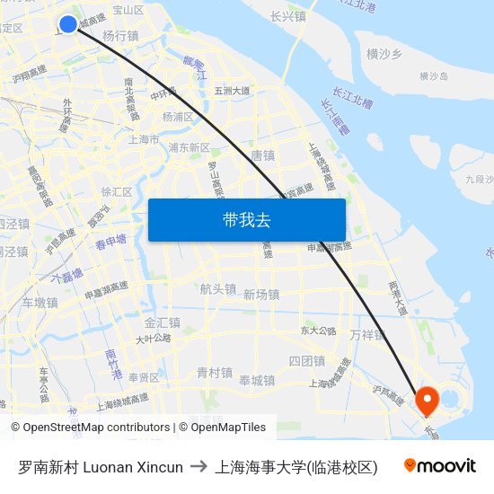 罗南新村 Luonan Xincun to 上海海事大学(临港校区) map