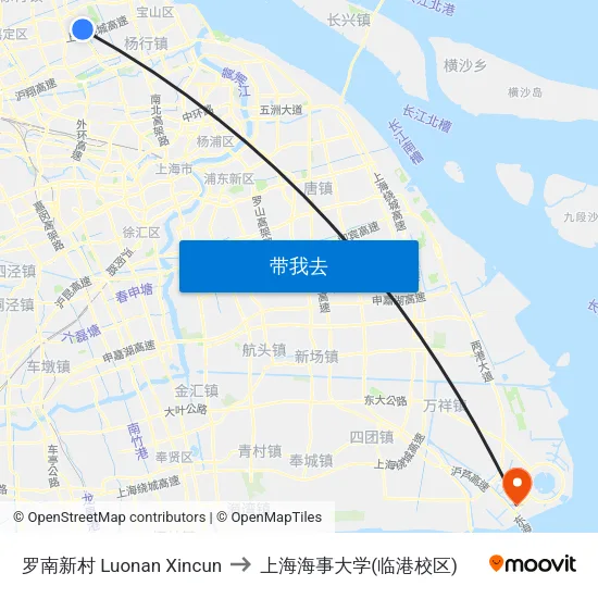 罗南新村 Luonan Xincun to 上海海事大学(临港校区) map