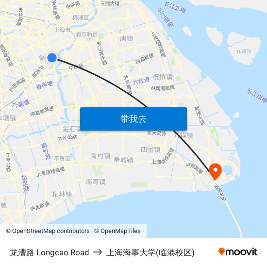 龙漕路 Longcao Road to 上海海事大学(临港校区) map