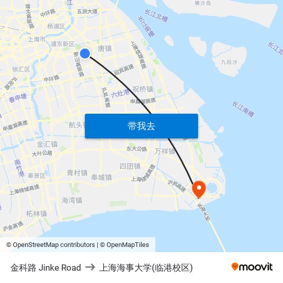 金科路 Jinke Road to 上海海事大学(临港校区) map