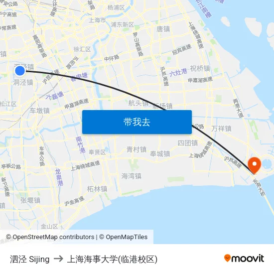 泗泾 Sijing to 上海海事大学(临港校区) map