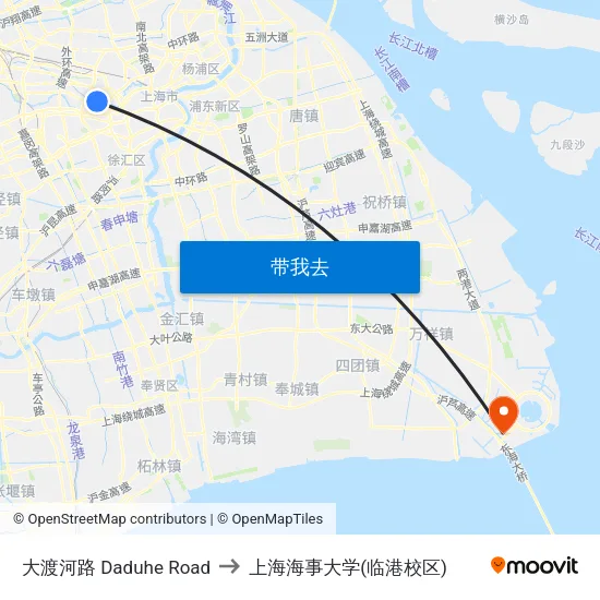 大渡河路 Daduhe Road to 上海海事大学(临港校区) map