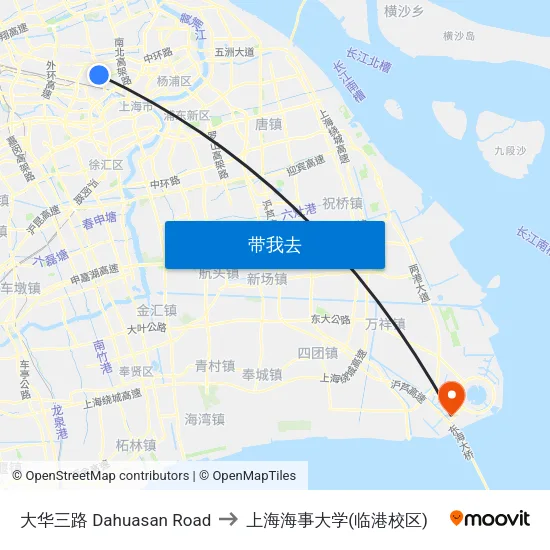大华三路 Dahuasan Road to 上海海事大学(临港校区) map