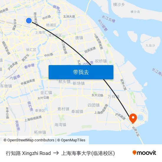 行知路 Xingzhi Road to 上海海事大学(临港校区) map