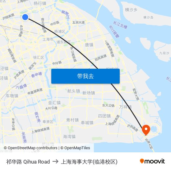 祁华路 Qihua Road to 上海海事大学(临港校区) map