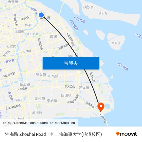 洲海路 Zhouhai Road to 上海海事大学(临港校区) map