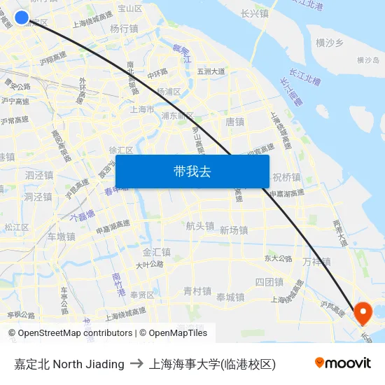 嘉定北 North Jiading to 上海海事大学(临港校区) map