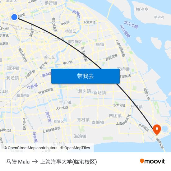 马陆 Malu to 上海海事大学(临港校区) map