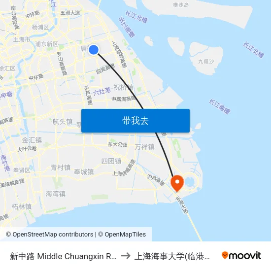 新中路 Middle Chuangxin Road to 上海海事大学(临港校区) map