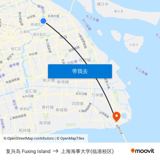 复兴岛 Fuxing Island to 上海海事大学(临港校区) map