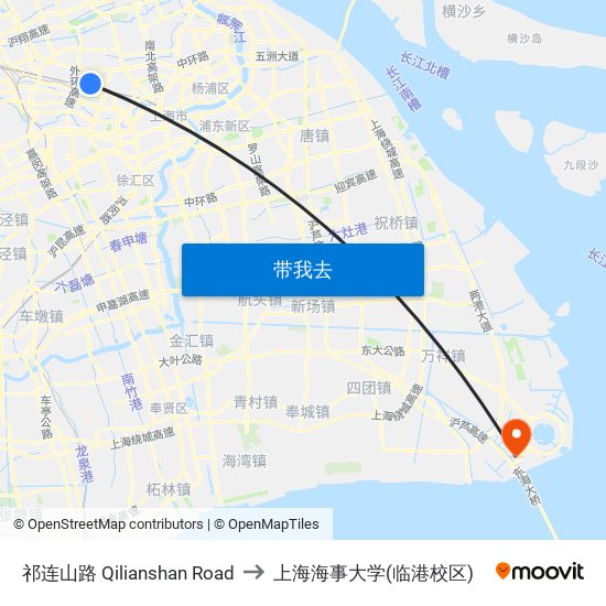祁连山路 Qilianshan Road to 上海海事大学(临港校区) map