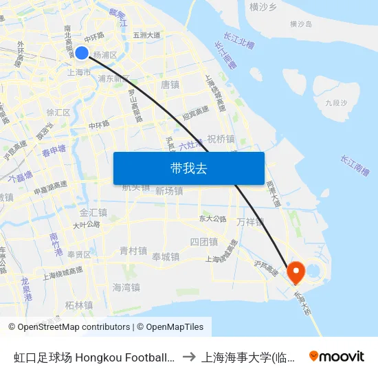 虹口足球场 Hongkou Football Stadium to 上海海事大学(临港校区) map