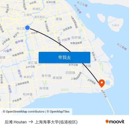 后滩 Houtan to 上海海事大学(临港校区) map