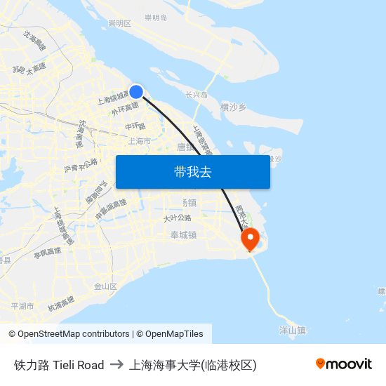 铁力路 Tieli Road to 上海海事大学(临港校区) map