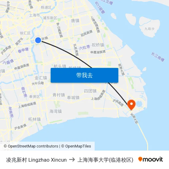 凌兆新村 Lingzhao Xincun to 上海海事大学(临港校区) map