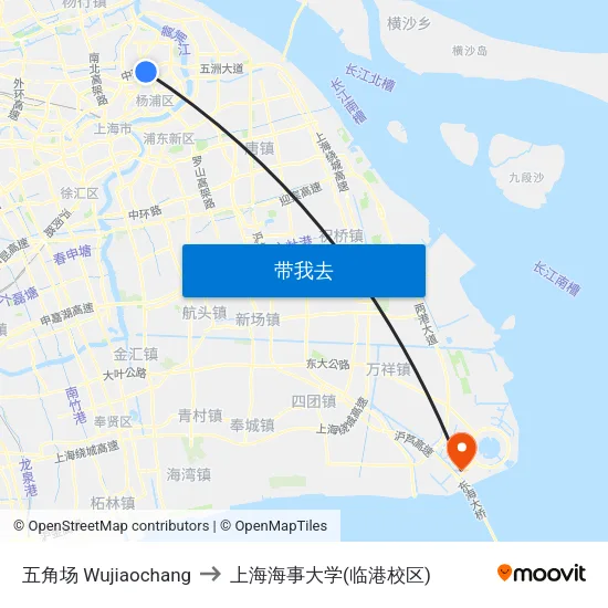 五角场 Wujiaochang to 上海海事大学(临港校区) map
