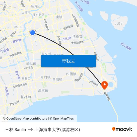 三林 Sanlin to 上海海事大学(临港校区) map