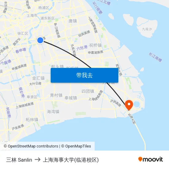 三林 Sanlin to 上海海事大学(临港校区) map
