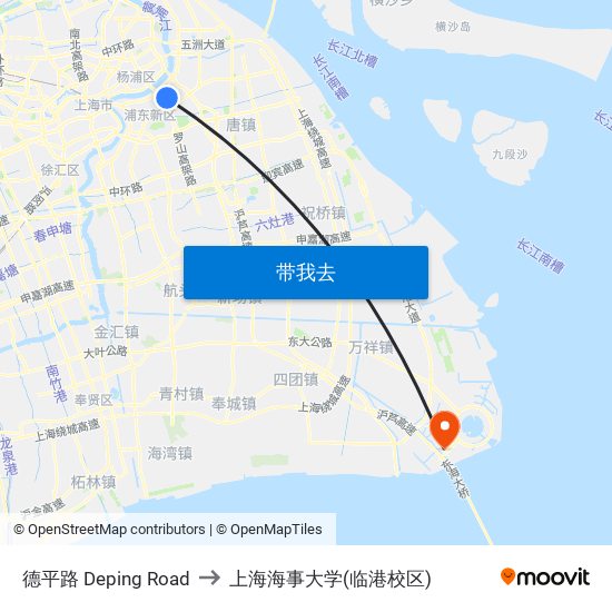 德平路 Deping Road to 上海海事大学(临港校区) map