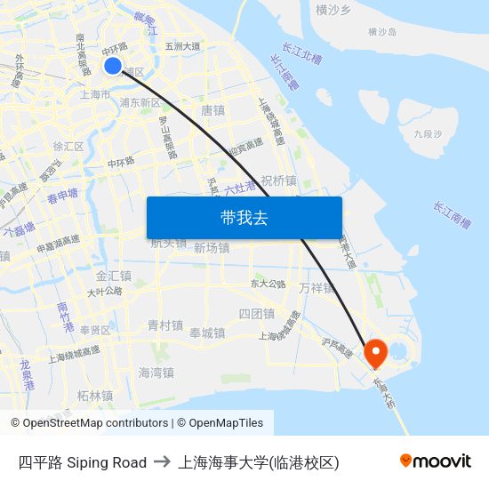 四平路 Siping Road to 上海海事大学(临港校区) map