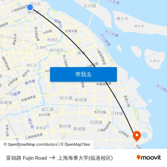 富锦路 Fujin Road to 上海海事大学(临港校区) map