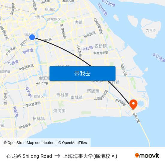 石龙路 Shilong Road to 上海海事大学(临港校区) map