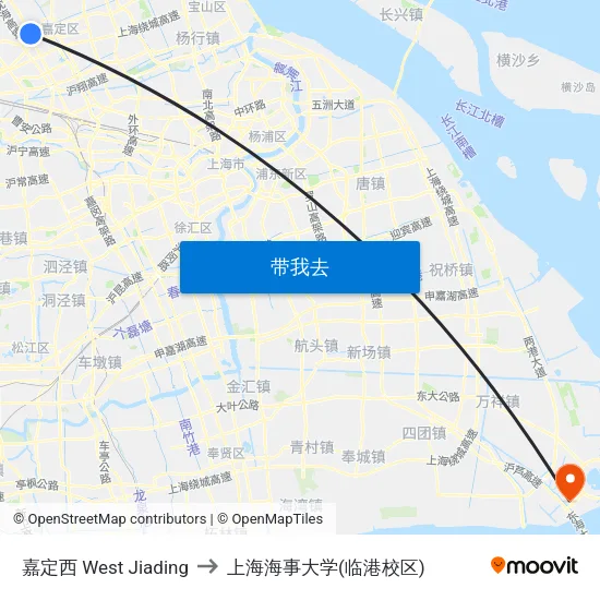 嘉定西 West Jiading to 上海海事大学(临港校区) map