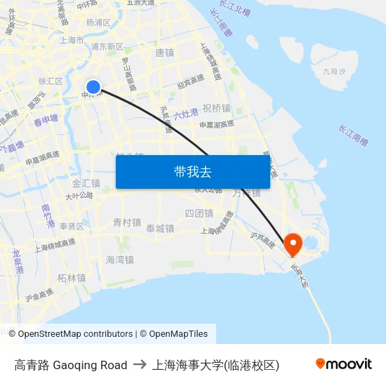 高青路 Gaoqing Road to 上海海事大学(临港校区) map