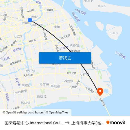 国际客运中心 International Cruise Terminal to 上海海事大学(临港校区) map