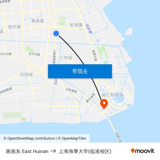 惠南东 East Huinan to 上海海事大学(临港校区) map