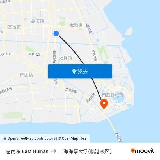 惠南东 East Huinan to 上海海事大学(临港校区) map
