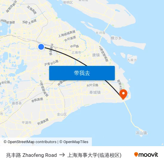 兆丰路 Zhaofeng Road to 上海海事大学(临港校区) map