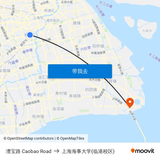 漕宝路 Caobao Road to 上海海事大学(临港校区) map
