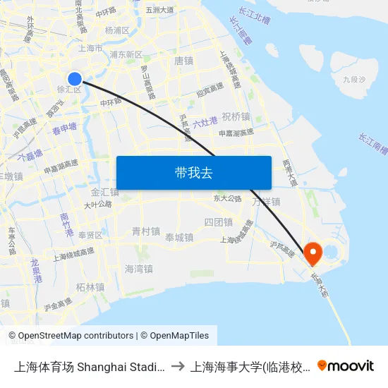 上海体育场 Shanghai Stadium to 上海海事大学(临港校区) map